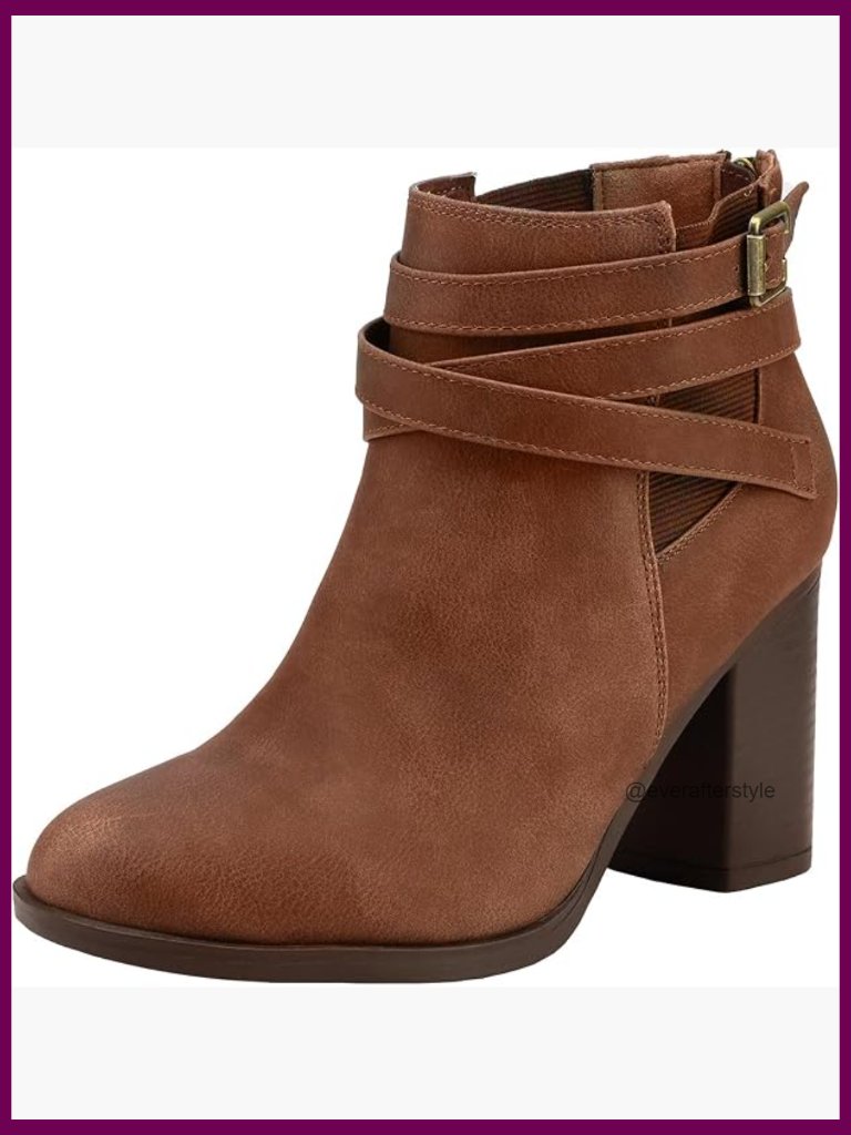 Chunky High Heel Ankle Booties With Faux Suede Upper